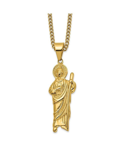 Chisel yellow IP-plated Saint Jude Pendant Curb Chain Necklace