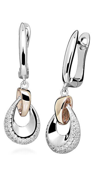 Matching bicolor earrings with zircons SVLE0630SH8BK00