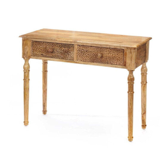 Журнальный столик Gift Decor Мебель для прихожей с 2 ящиками Коричневый Древесина манго 98 x 77 x 42 cm Листья