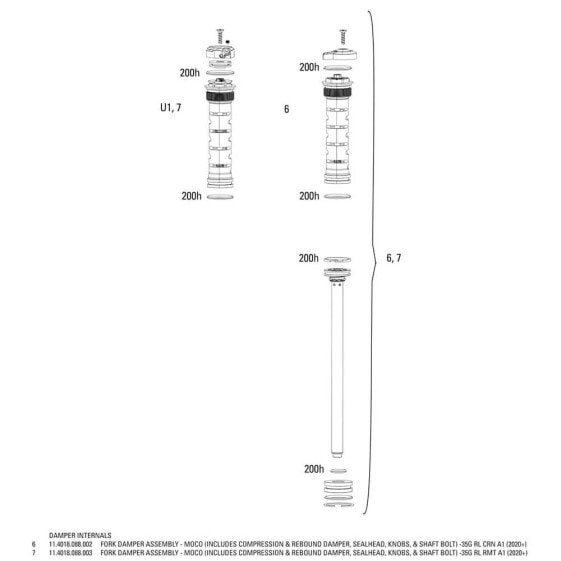 ROCKSHOX Fork Damper Assembly/Moco 35 Gold Remote