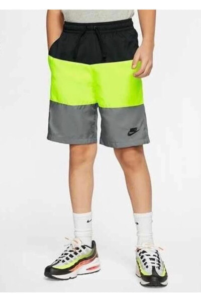 Детские спортивные шорты Nike Çocuk Siyah Yeşil Havuz Ve Deniz Şortu