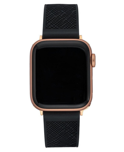 Women's Black Textured Silicone Band Compatible with 42/44/45/Ultra/Ultra 2 Apple Watch