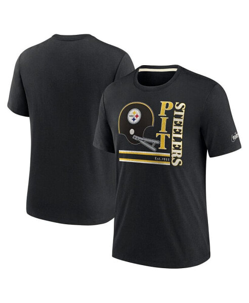 Men's Black Pittsburgh Steelers Wordmark Logo Tri-Blend T-shirt