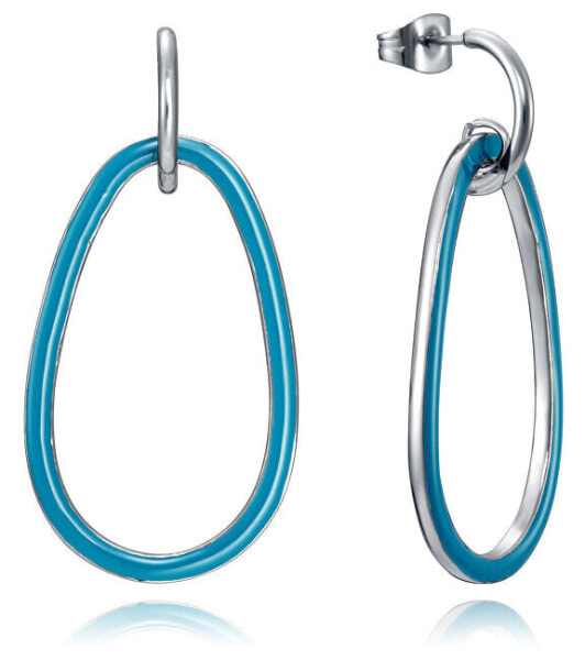 Steel earrings with blue rings 15043E01000