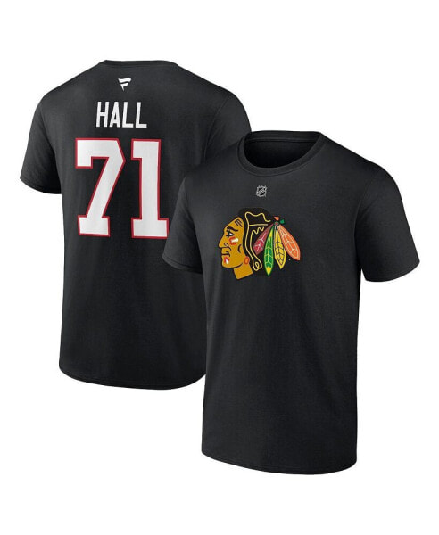 Men's Taylor Hall Black Chicago Blackhawks Authentic Stack Name and Number T-shirt