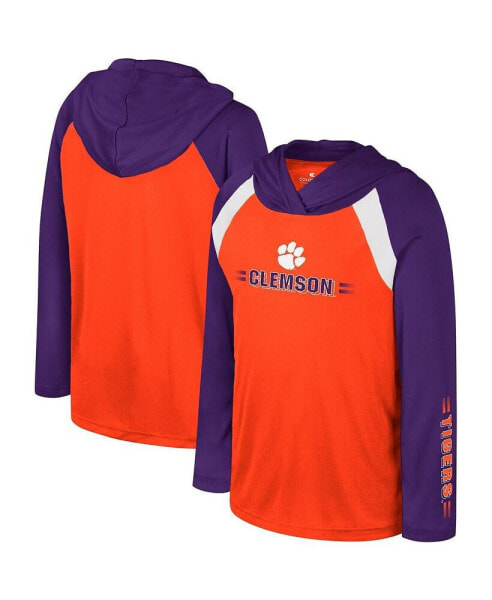 Big Boys Orange Clemson Tigers Eddie Multi-Hit Raglan Long Sleeve Hoodie T-shirt