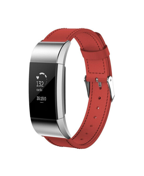 Unisex Fitbit Charge 2 Red Genuine Leather Watch Replacement Band