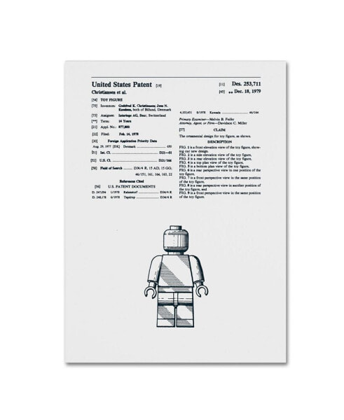 Claire Doherty 'Lego Man Patent 1979 White' Canvas Art - 14" x 19"
