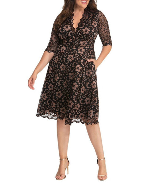 Women's Plus Size Mon Cherie Floral Lace Cocktail Dress