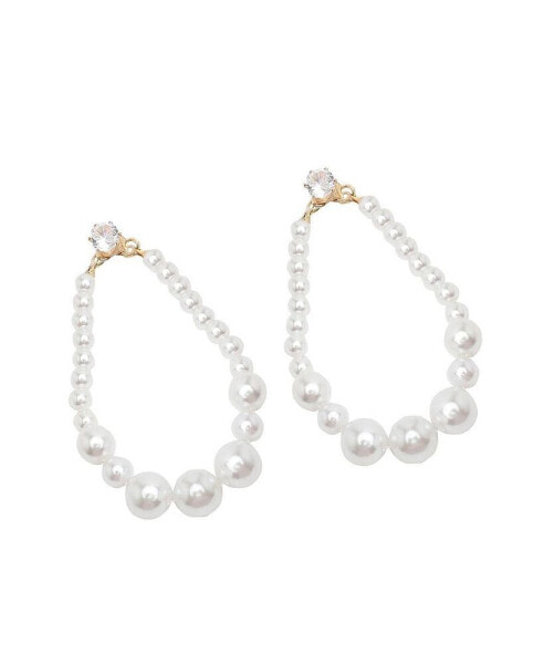 Women's Gold Snowball Teardrop Drop Earrings