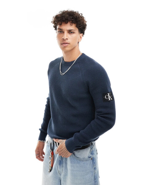 Calvin Klein Jeans badge jumper in navy