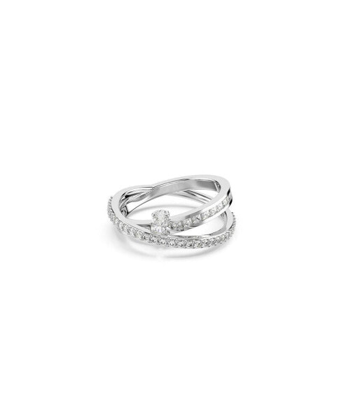 Mixed Cuts, White, Rhodium Plated Hyperbola Ring