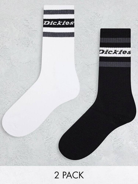 Dickies genola crew socks in white and black multi two pack