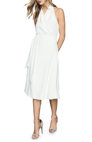 Reiss Piper Halter Neck Wrap Dress White UK 10 US 6