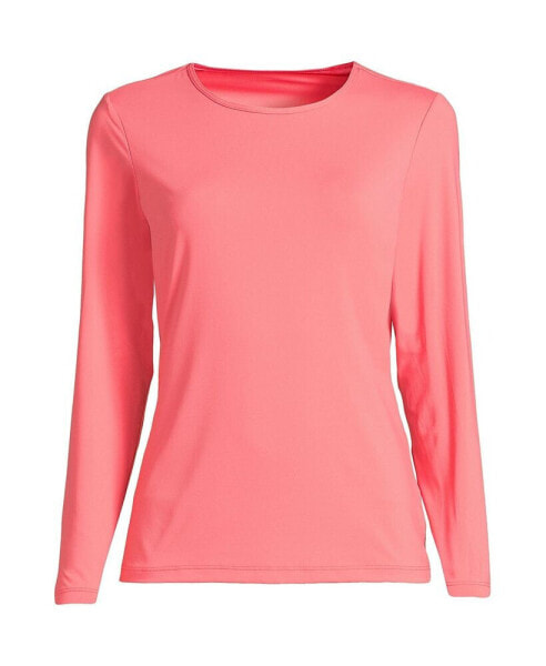 Petite Crew Neck Long Sleeve Rash Guard UPF 50 Swim Tee