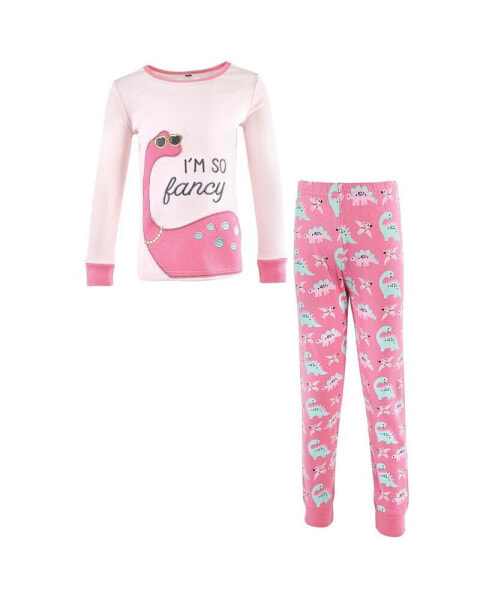 Костюм для малышей Hudson Baby комплект пижамы из хлопка для маленьких девочек, девочка Дино