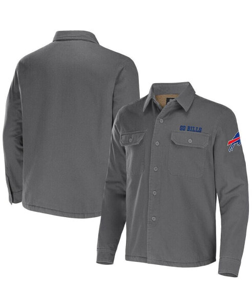 Men's NFL x Darius Rucker Collection by Gray Buffalo Bills Canvas Button-Up Shirt Jacket