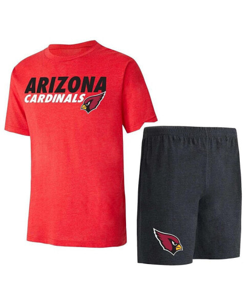 Men's Black, Cardinal Arizona Cardinals Meter T-shirt and Shorts Sleep Set