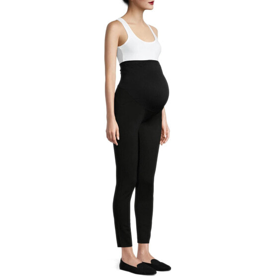 Time and Tru Maternity Ponte Knit Black Leggings with Full Panel Size L (12-14)