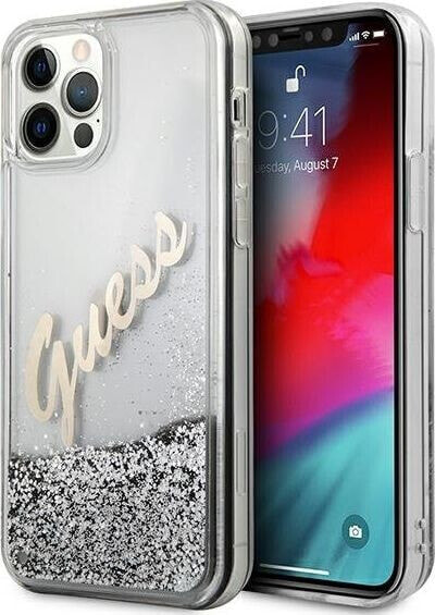 Guess Etui Guess GUHCP12LGLVSSI Apple iPhone 12 Pro Max srebrny/silver hardcase Glitter Vintage Script