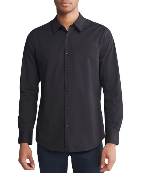 Men's Slim Fit Long Sleeve Solid Button-Front Shirt