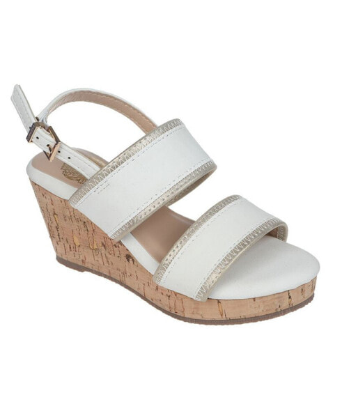 Big Girl's Casual Wedge with Shimmer Detail Binding Polyurethane Sandals