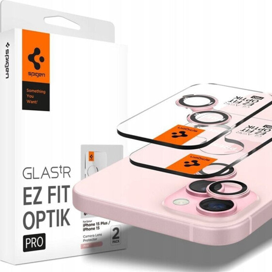 Spigen Spigen Glass tR EZ Fit Optik Pro 2 Pack, pink - iPhone 15/15 Plus/14/14 Plus