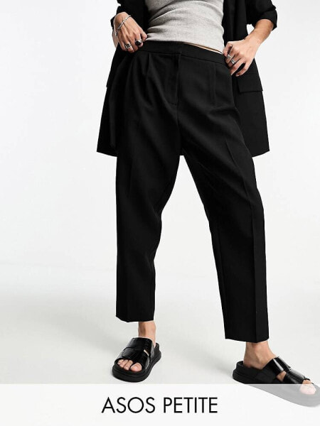 ASOS DESIGN Petite smart tapered trouser in black