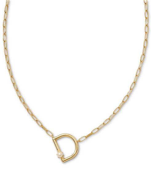 Gold-Tone Cultured Freshwater Pearl Initial Necklace, 19"