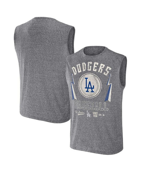 Men's Darius Rucker Collection by Charcoal Distressed Los Angeles Dodgers Relaxed-Fit Muscle Tank Top