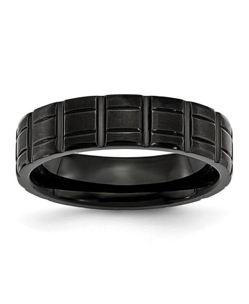 Titanium Brushed Black IP-plated Notched Wedding Band Ring
