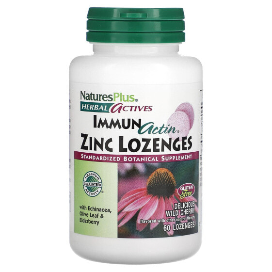 Herbal Actives, ImmunActin®, Zinc Lozenges, Wild Cherry, 60 Lozenges