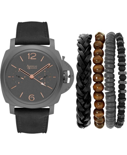 Часы American Exchange Men's Black Leather Watch