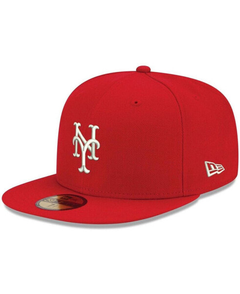 Men's Red New York Mets Logo White 59FIFTY Fitted Hat