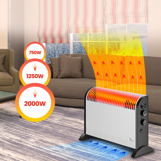 Extralink EX.30318 - Convector electric space heater - Nichrome wire - Indoor - Floor - Black - White - Plastic - Steel