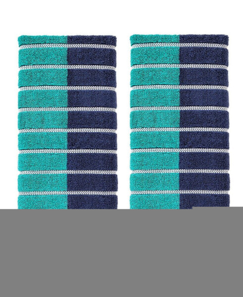 Color Block Stripes Cotton 2 Piece Hand Towel Set, 26" x 16"