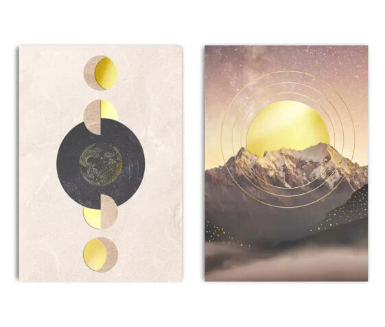 Mond Sonne Gold Poster Set