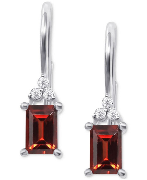 Серьги Macy's Garnet & Diamond Leverback