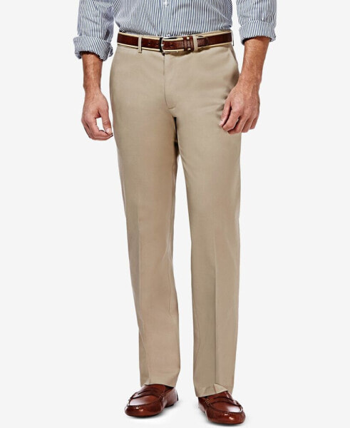 Men’s Premium No Iron Khaki Straight-Fit Stretch Flat-Front Pants