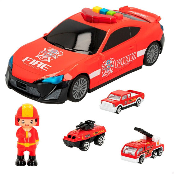 CB TOYS Fire Truck With Car Carrier With Vehicles And Figure