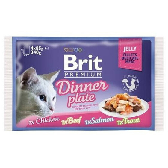 Влажный корм Brit Premium Курица Лосось Телятина для кошек 4 x 85 г