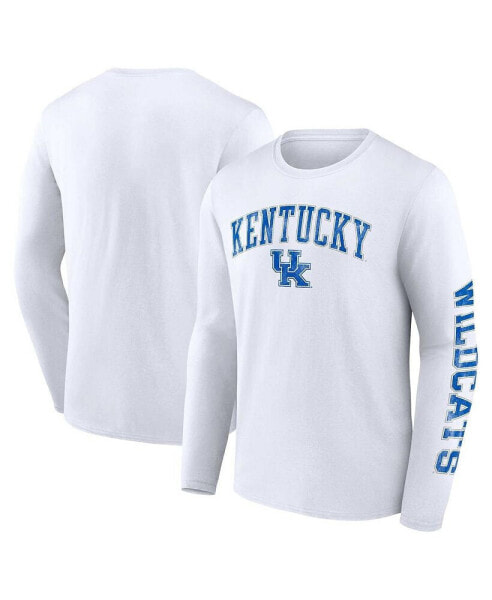 Men's White Kentucky Wildcats Distressed Arch Over Logo Long Sleeve T-shirt