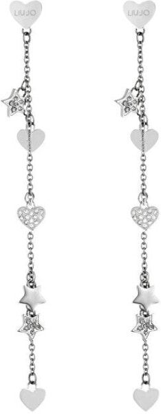 Long earrings with hearts and stars LJ1409