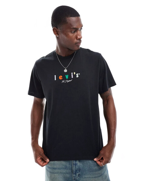 Levi's t-shirt with multi central logo in black