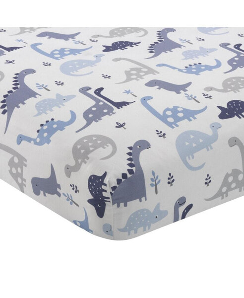 Постельное белье Bedtime Originals в коллекции Roar, для младенцев, на резинке, синий/серый/белый, с динозаврами.