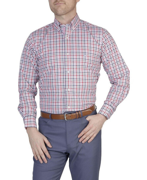 Men's Gingham Cotton Stretch Long Sleeve Shirt