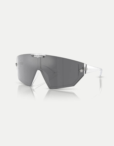 Versace ve4461 irregular sunglasses in white with grey mirrored lens in crystal