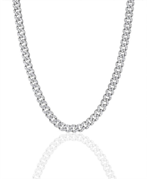 Frosty Link Collection 9mm Necklace in White Gold- Plated Brass, 16"