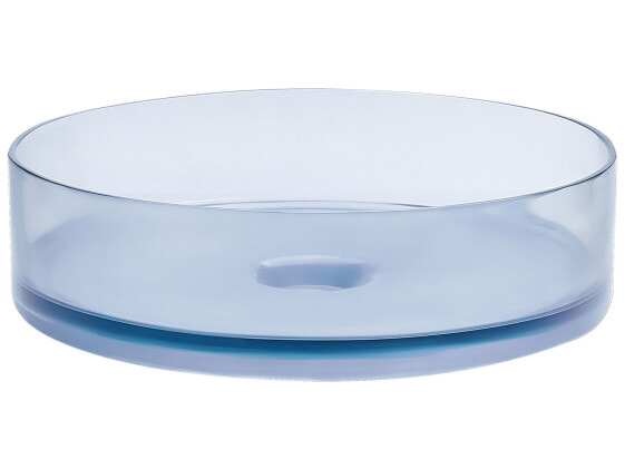 Умывальник для дачи Beliani TOLOSA, полупрозрачный, круглый, с сливным клапаном 5 кг, светло-голубой, из минерального материала