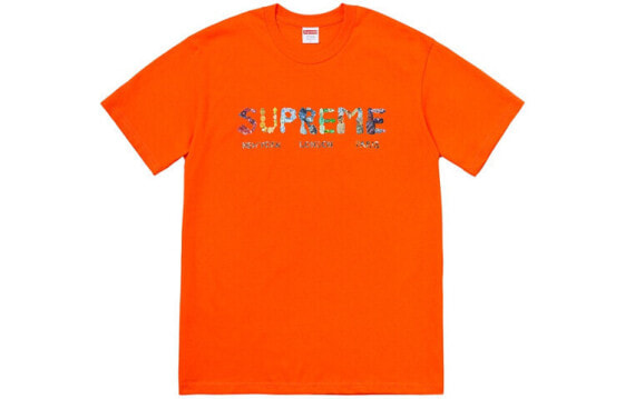 Supreme SS18 Rocks Tee Orange 字母Logo短袖T恤 男女同款 橘色 送礼推荐 / Футболка Supreme SS18 Rocks Tee Orange LogoT SUP-SS18-481